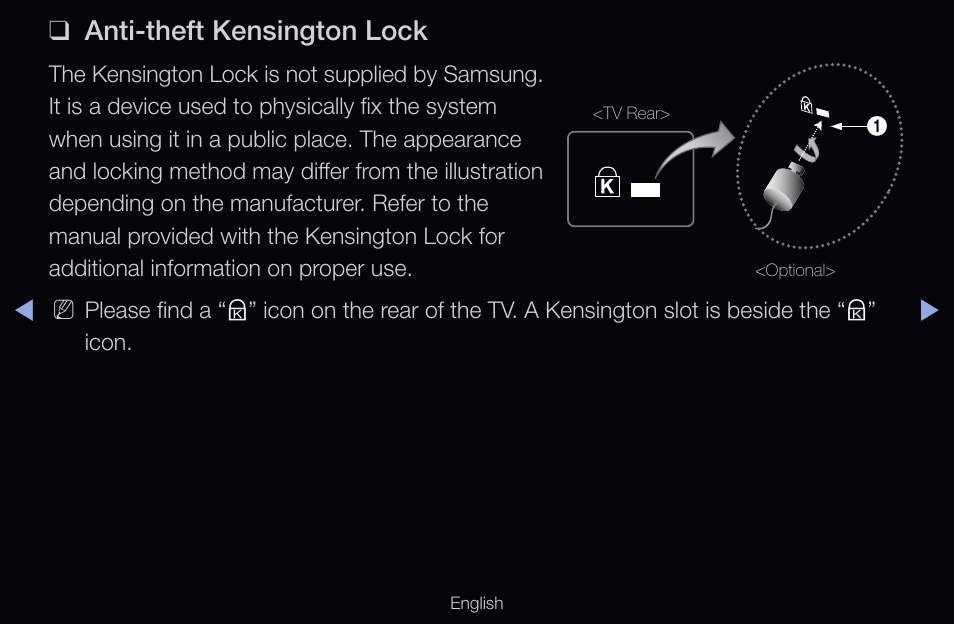 Anti-theft kensington lock | Samsung UN55D6000SFXZA User Manual | Page 305 / 318