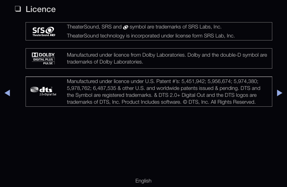 Licence 307, Licence | Samsung UN55D6000SFXZA User Manual | Page 307 / 318