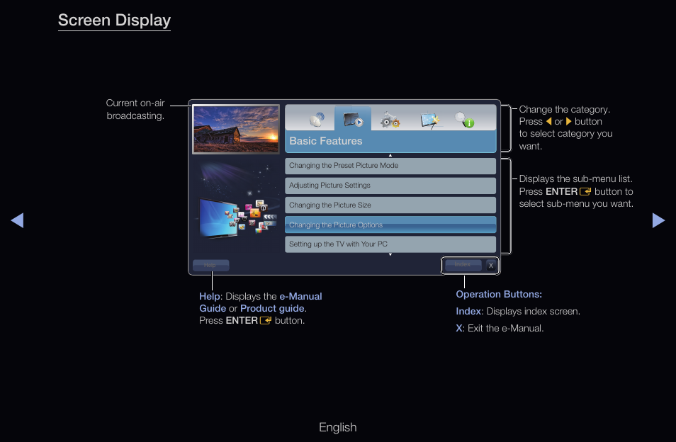 Screen display, English | Samsung UN55D6000SFXZA User Manual | Page 311 / 318