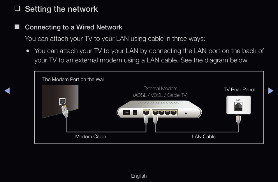 Preference, Setting the network | Samsung UN55D6000SFXZA User Manual | Page 88 / 318