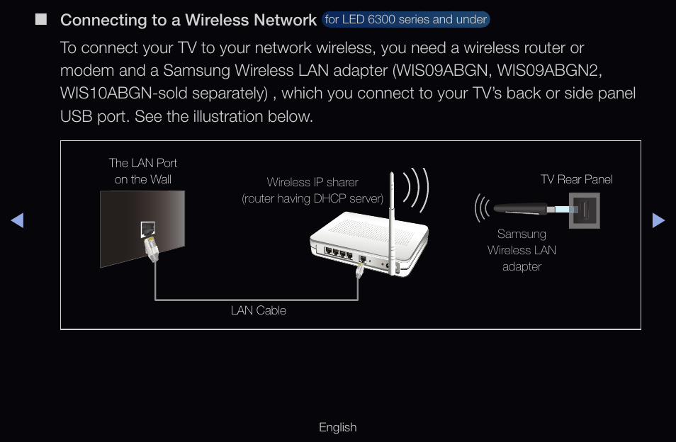 Connecting to a wireless network | Samsung UN55D6000SFXZA User Manual | Page 98 / 318