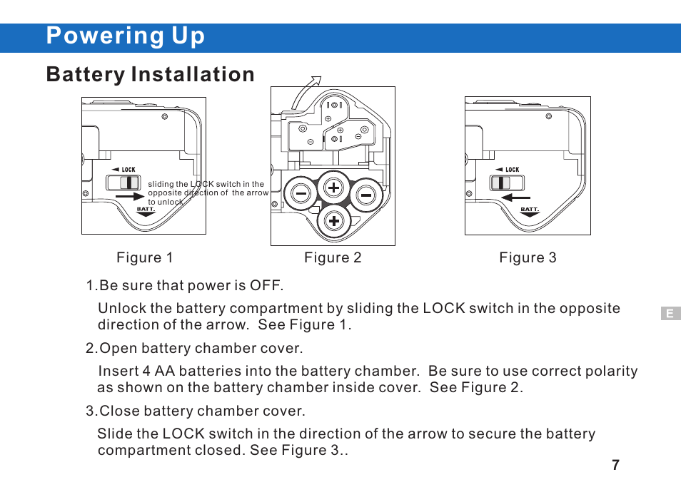 Powering up, Battery installation | Argus Camera DC3550 User Manual | Page 11 / 89