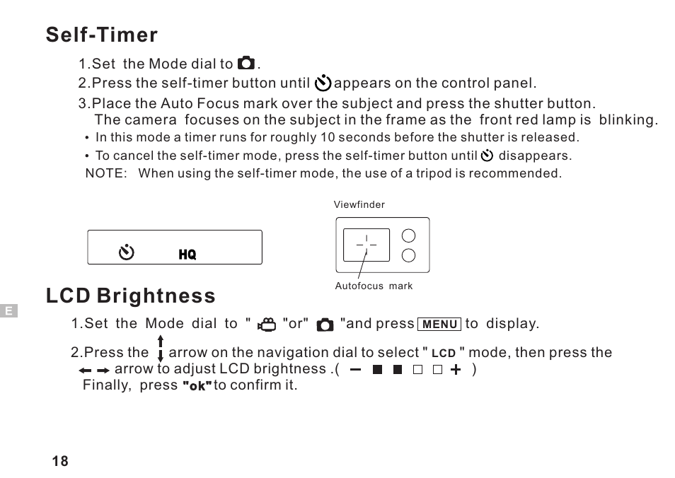 Self-timer, Lcd brightness | Argus Camera DC3550 User Manual | Page 22 / 89