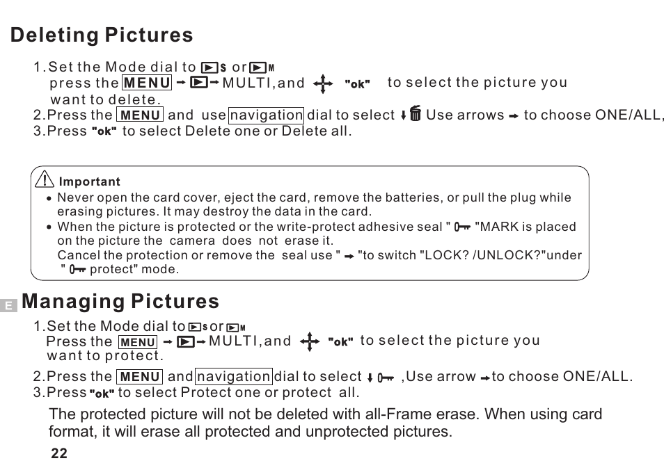Deleting pictures, Managing pictures | Argus Camera DC3550 User Manual | Page 26 / 89