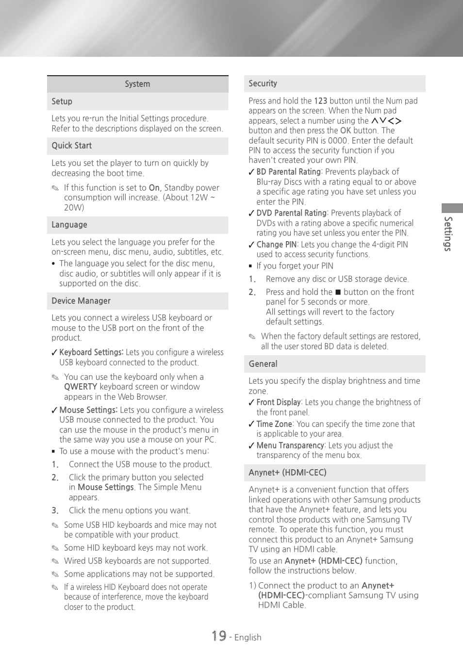 Samsung HT-H6500WM-ZA User Manual | Page 19 / 63