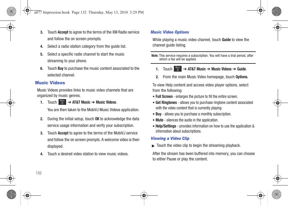 Music videos | Samsung SGH-A877RBZATT User Manual | Page 136 / 230