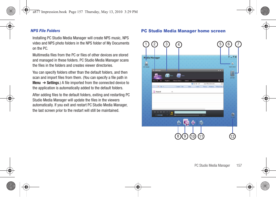 Pc studio media manager home screen | Samsung SGH-A877RBZATT User Manual | Page 161 / 230