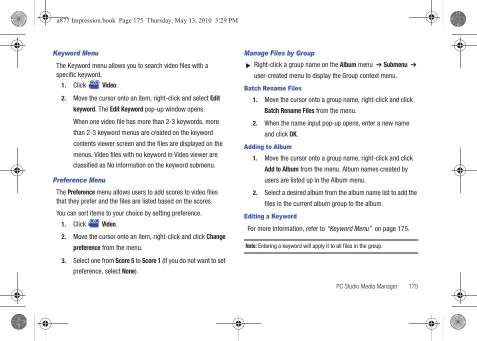 Samsung SGH-A877RBZATT User Manual | Page 179 / 230