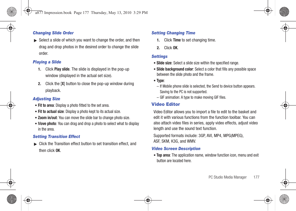 Video editor | Samsung SGH-A877RBZATT User Manual | Page 181 / 230