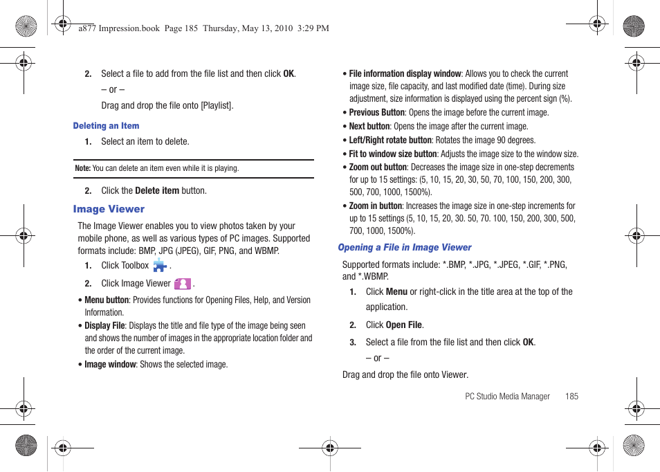 Image viewer, For more information, refer to “image viewer | Samsung SGH-A877RBZATT User Manual | Page 189 / 230