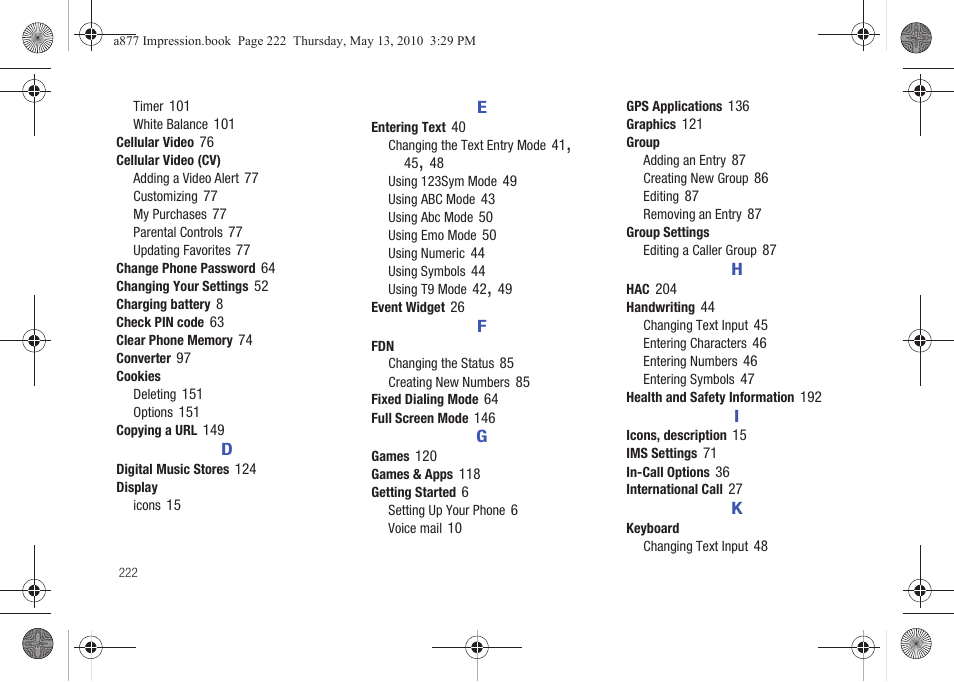 Samsung SGH-A877RBZATT User Manual | Page 226 / 230