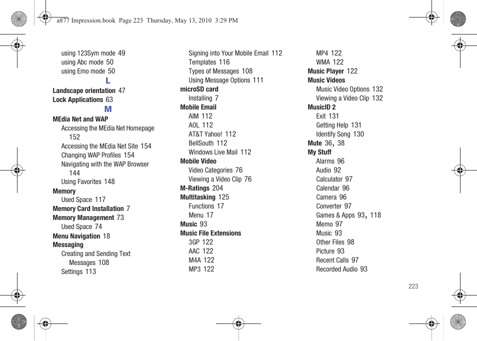 Samsung SGH-A877RBZATT User Manual | Page 227 / 230