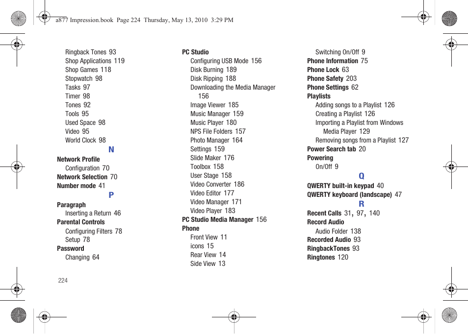 Samsung SGH-A877RBZATT User Manual | Page 228 / 230