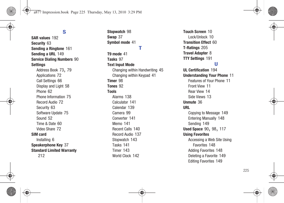 Samsung SGH-A877RBZATT User Manual | Page 229 / 230