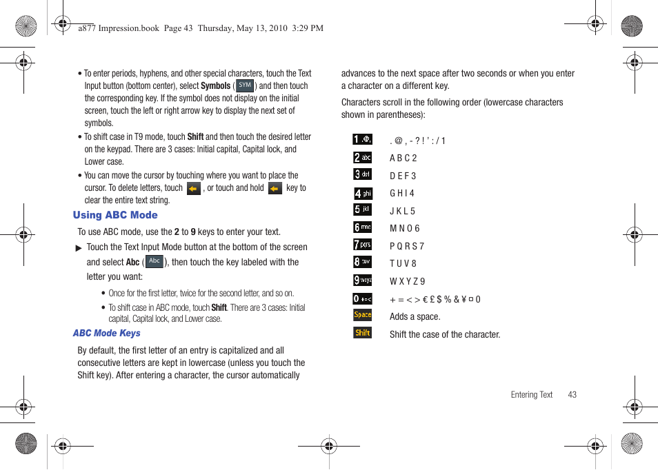 Using abc mode | Samsung SGH-A877RBZATT User Manual | Page 47 / 230