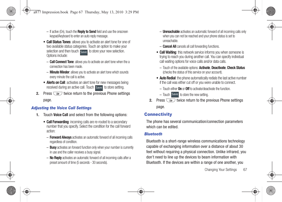 Connectivity | Samsung SGH-A877RBZATT User Manual | Page 71 / 230