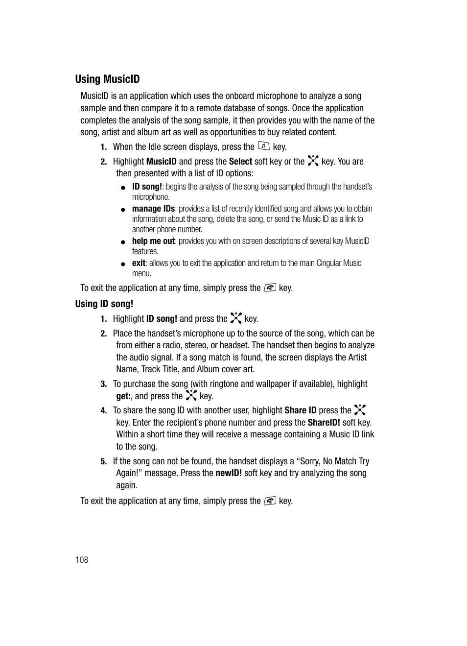 Using musicid | Samsung SGH-A707DAACIN User Manual | Page 108 / 177