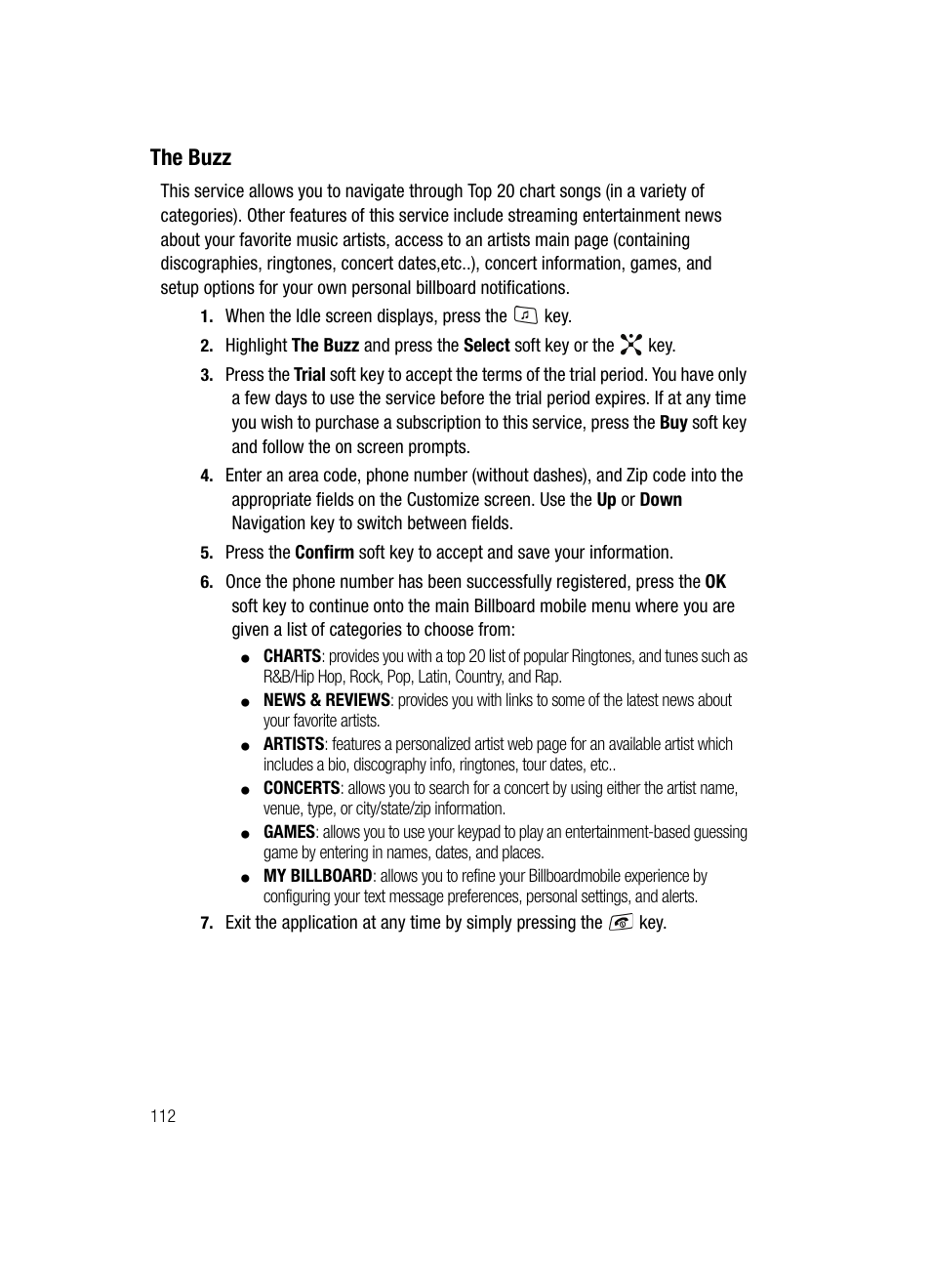 The buzz | Samsung SGH-A707DAACIN User Manual | Page 112 / 177