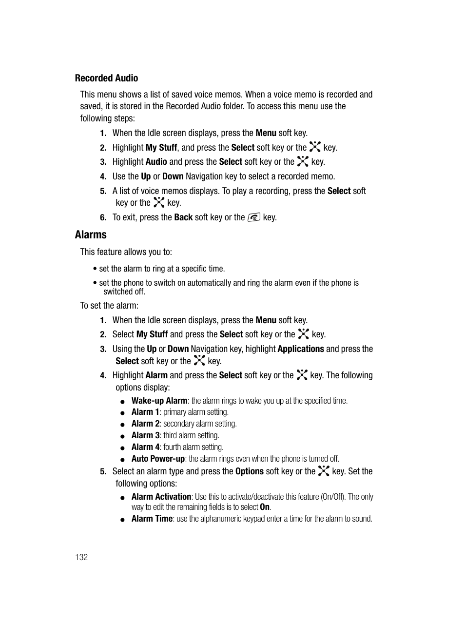 Alarms | Samsung SGH-A707DAACIN User Manual | Page 132 / 177