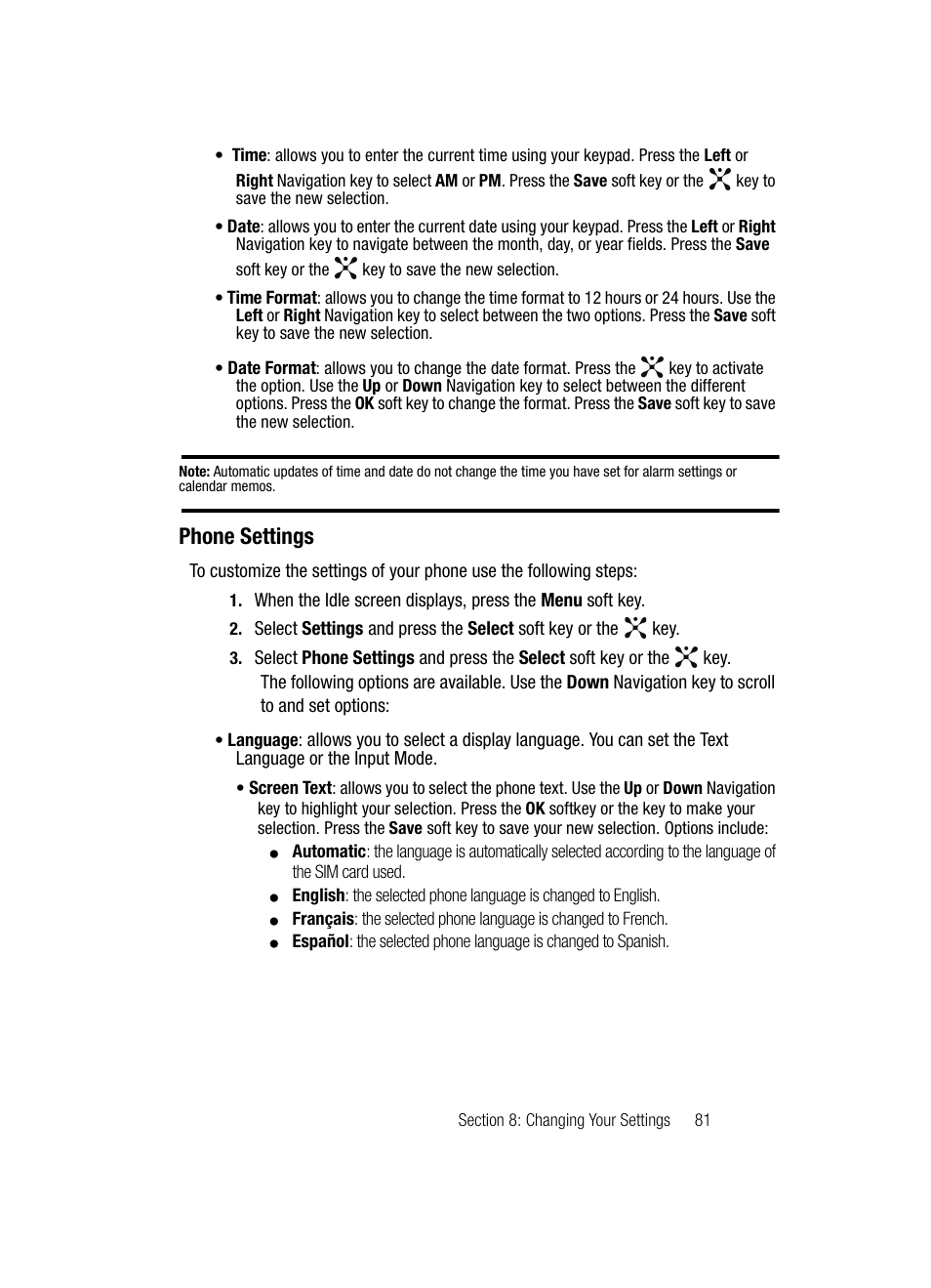 Phone settings | Samsung SGH-A707DAACIN User Manual | Page 81 / 177