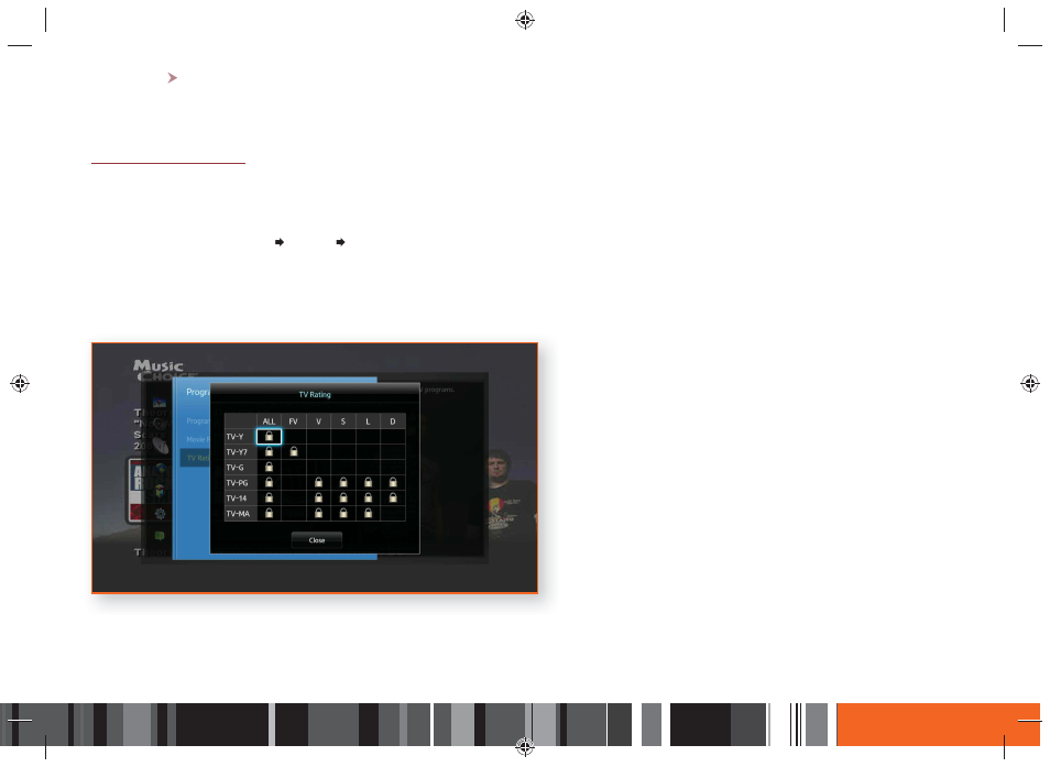 Settings, H broadcasting program rating lock, Blocking programs using the tv rating | Samsung GX-SM530CF-XAA User Manual | Page 37 / 102