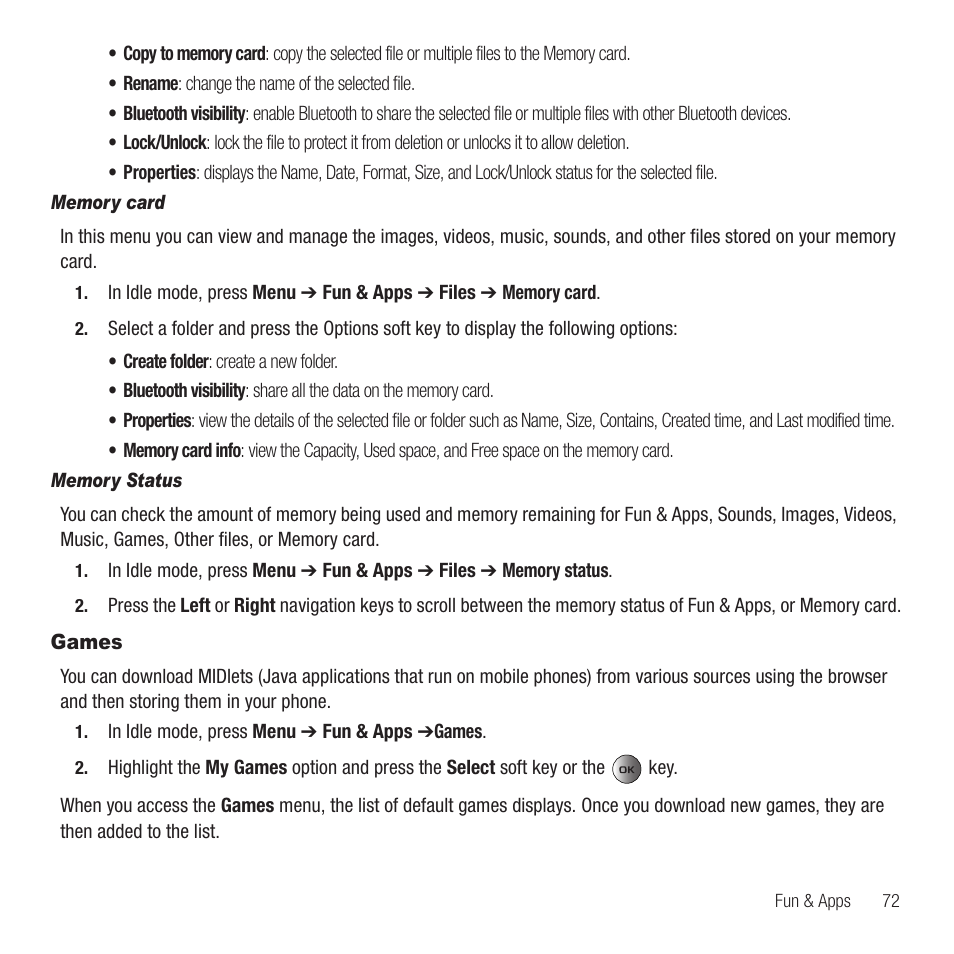 Games | Samsung SGH-T459EGAGEN User Manual | Page 75 / 142