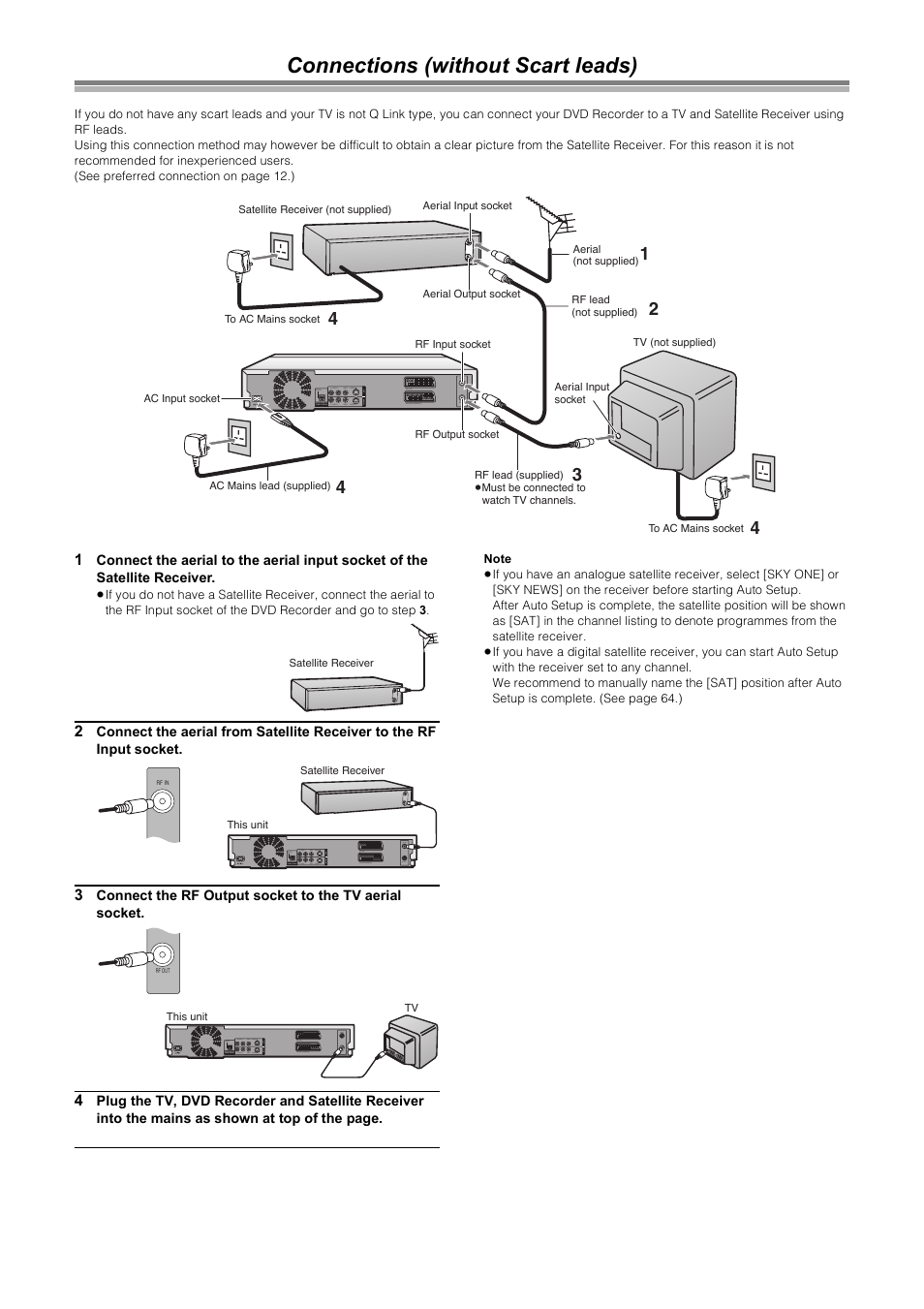 Connections (without scart leads) | Samsung DVD-R4000 User Manual | Page 13 / 80
