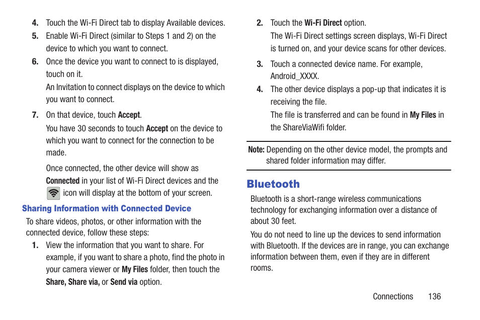 Bluetooth, Oth. for more, For more information, refer to “bluetooth” on | Samsung GT-P5113TSYXAR User Manual | Page 141 / 242