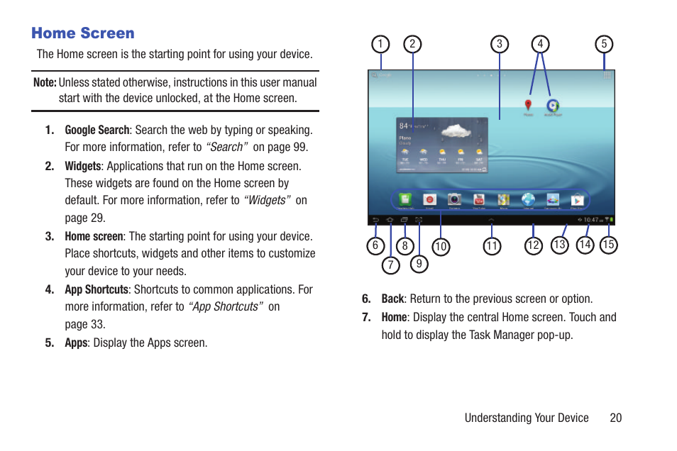 Home screen | Samsung GT-P5113TSYXAR User Manual | Page 25 / 242