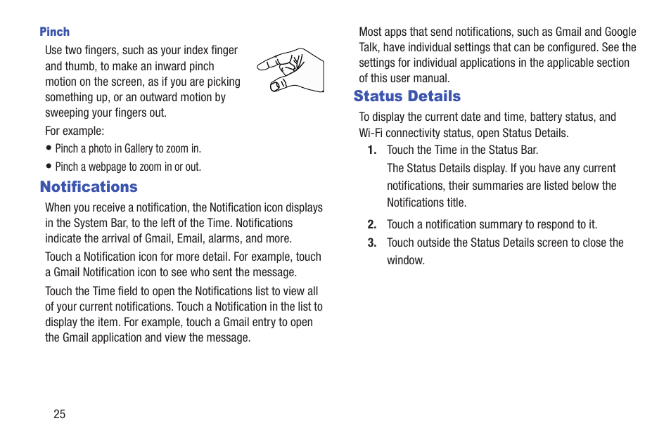Notifications, Status details, Notifications status details | Samsung GT-P5113TSYXAR User Manual | Page 30 / 242