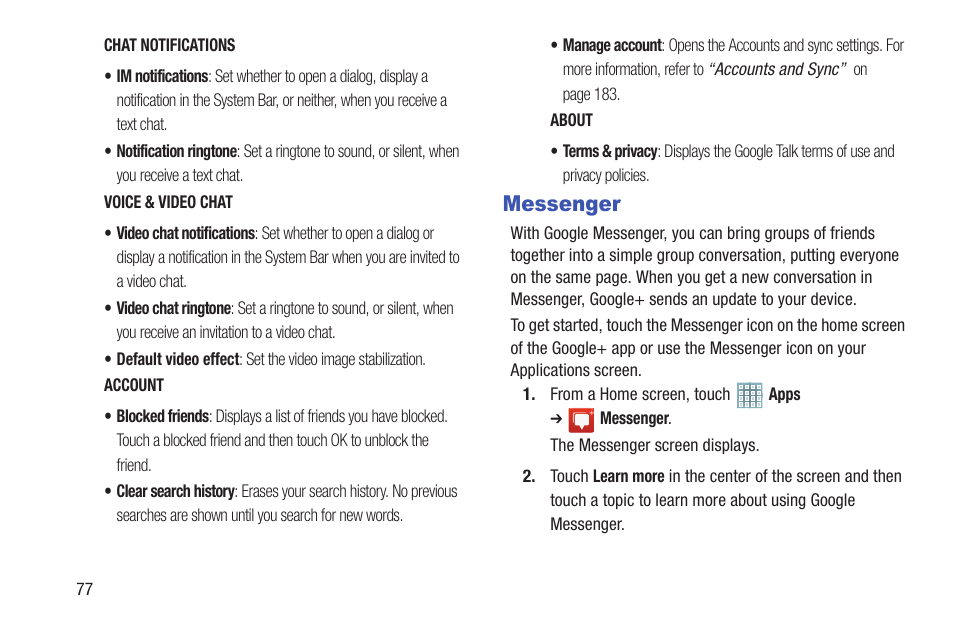 Messenger | Samsung GT-P5113TSYXAR User Manual | Page 82 / 242