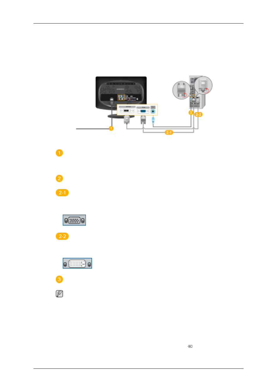 Connections, Connecting cables, Connecting to a computer | Samsung LS23CFUKFV-ZA User Manual | Page 11 / 23