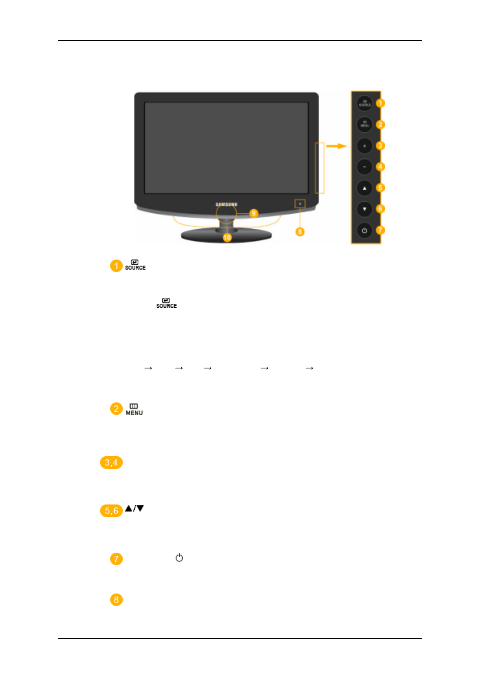 Your monitor, Front | Samsung LS23CFUKFV-ZA User Manual | Page 4 / 23