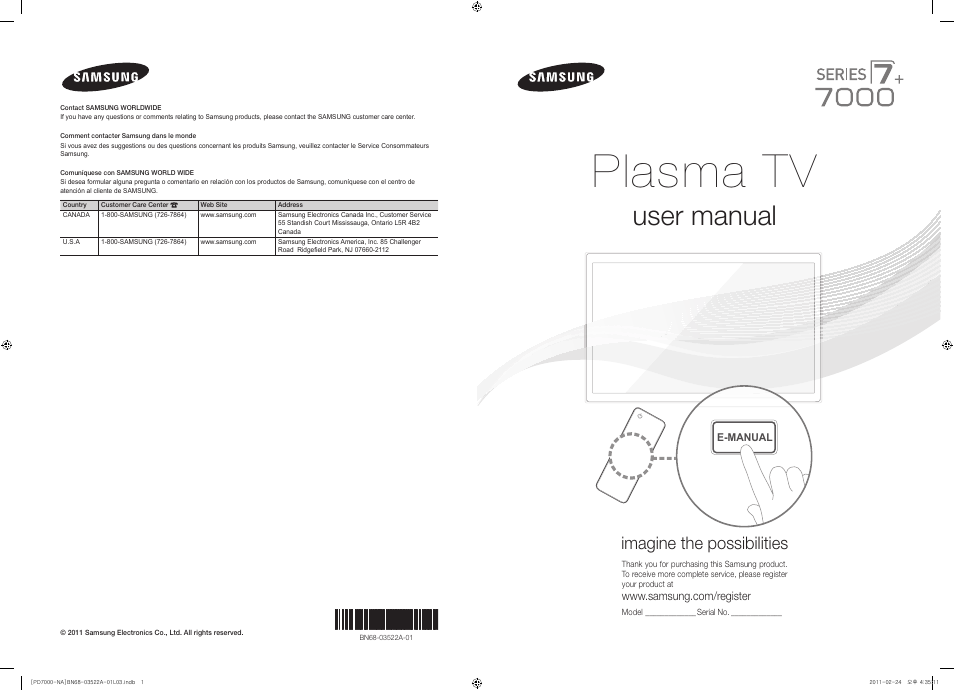 Samsung PN59D7000FFXZA User Manual | 67 pages