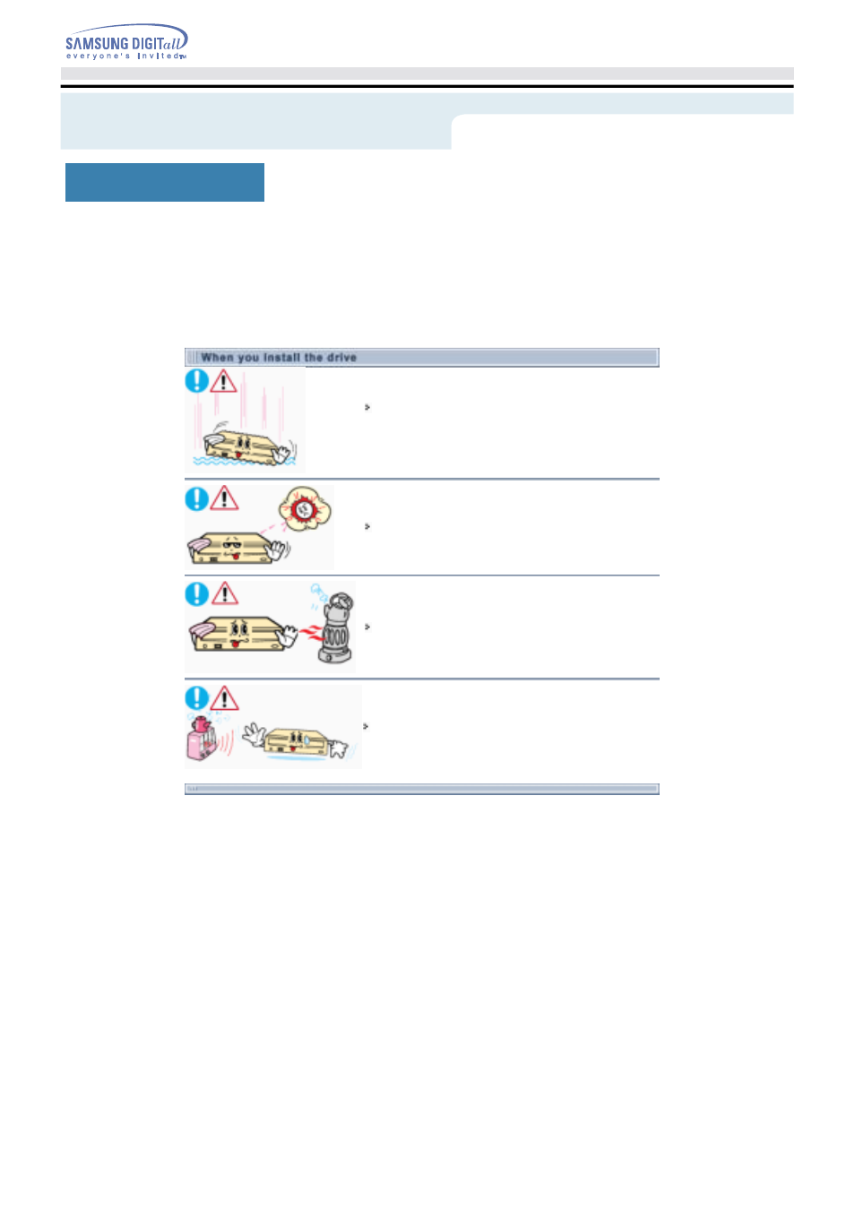 Installation, Safety precaution | Samsung SW-252SENB User Manual | Page 3 / 24