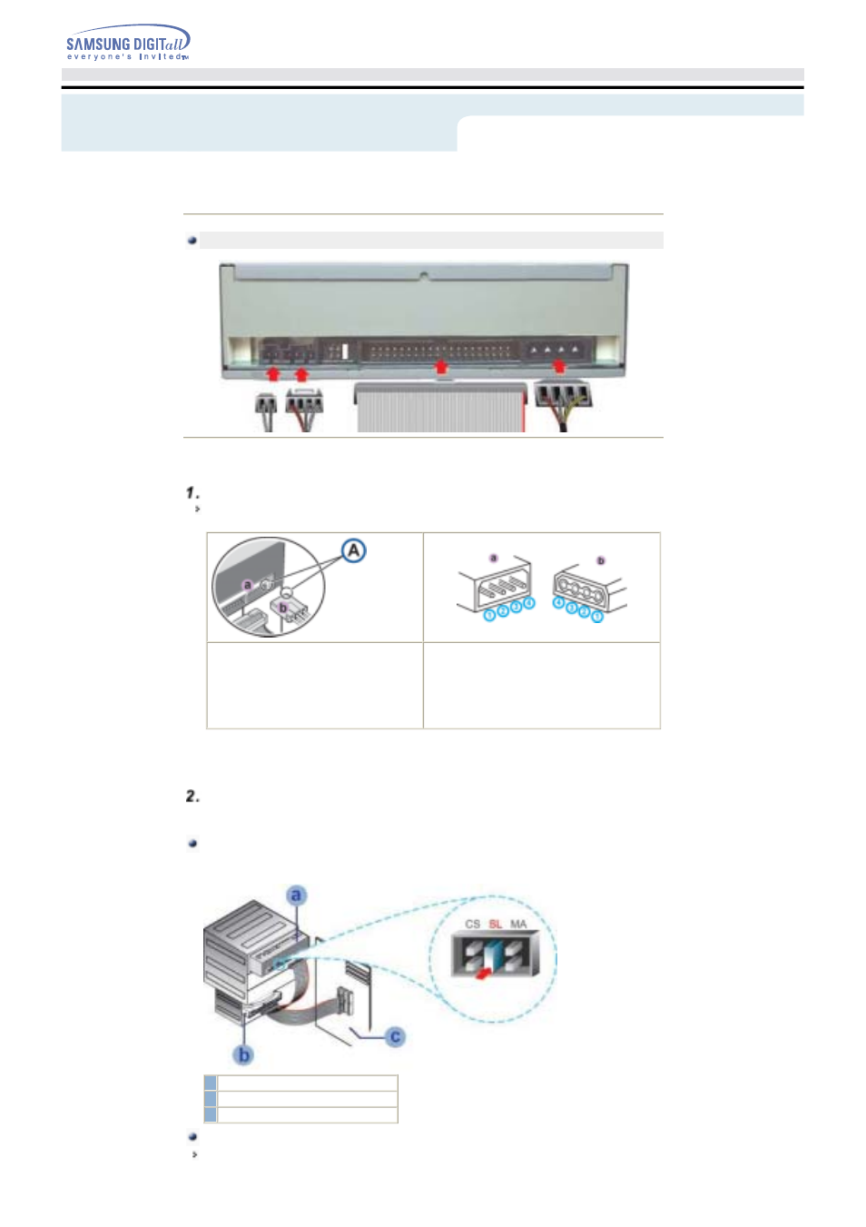 Connecting the cables, Setup | Samsung SW-252SENB User Manual | Page 9 / 24