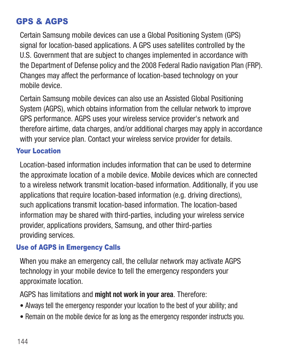 Gps & agps | Samsung SGH-T528DBATFN User Manual | Page 148 / 157