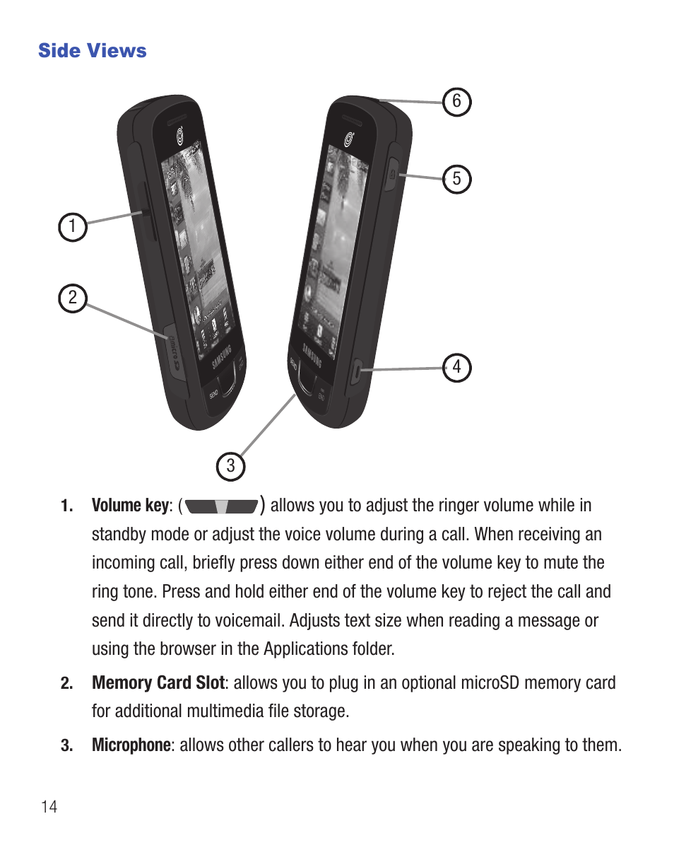 Side views | Samsung SGH-T528DBATFN User Manual | Page 18 / 157
