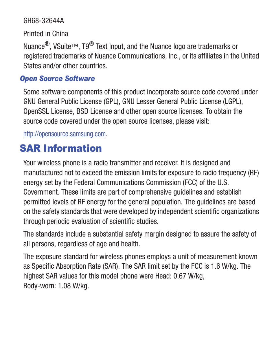 Sar information | Samsung SGH-T528DBATFN User Manual | Page 3 / 157