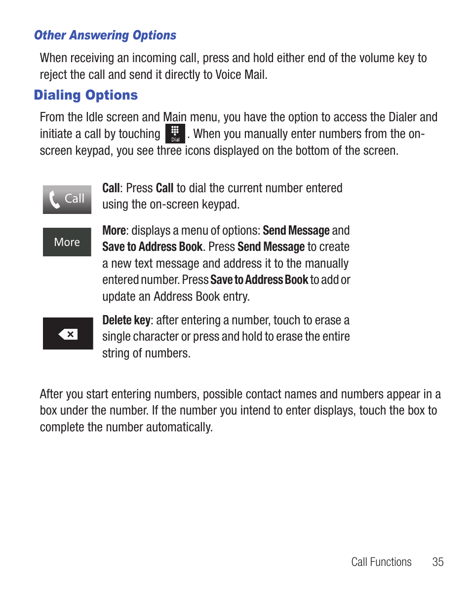 Dialing options | Samsung SGH-T528DBATFN User Manual | Page 39 / 157