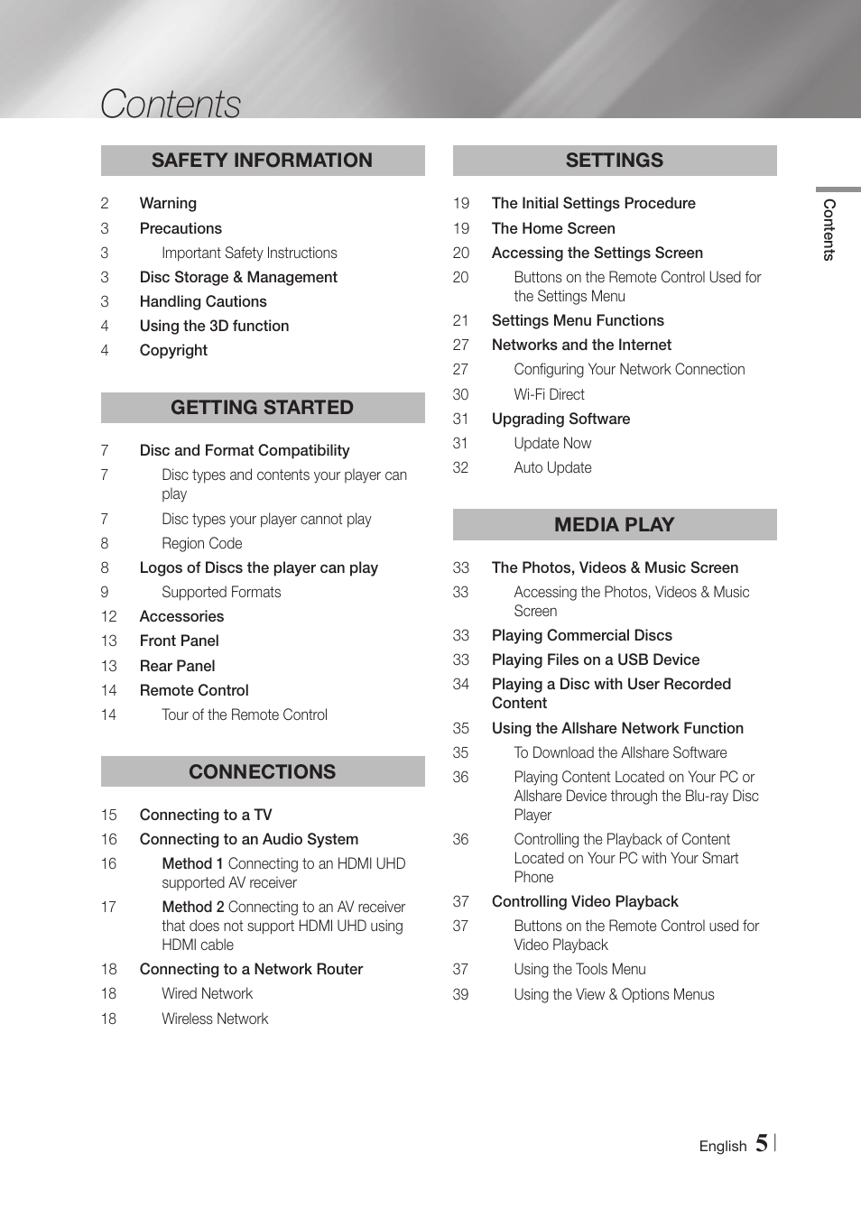 Samsung BD-F6700-ZA User Manual | Page 5 / 69