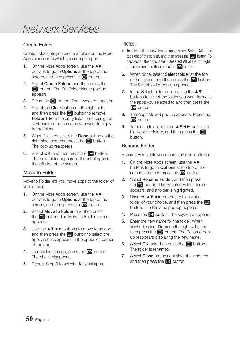 Network services | Samsung BD-F6700-ZA User Manual | Page 50 / 69