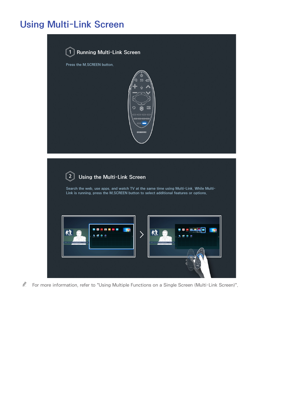 Using multi-link screen | Samsung UN65H8000AFXZA User Manual | Page 13 / 230