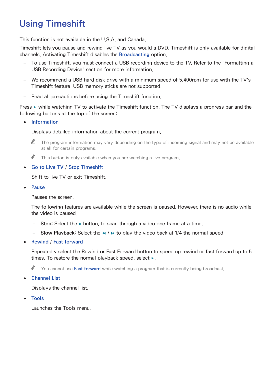 Using timeshift | Samsung UN65H8000AFXZA User Manual | Page 134 / 230