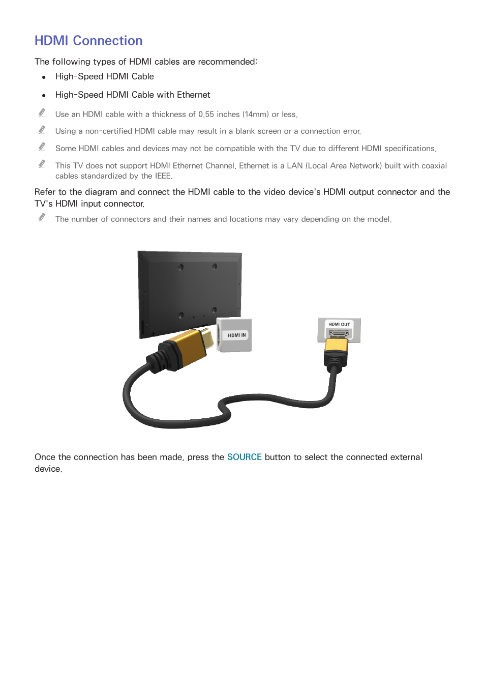 Hdmi connection | Samsung UN65H8000AFXZA User Manual | Page 15 / 230