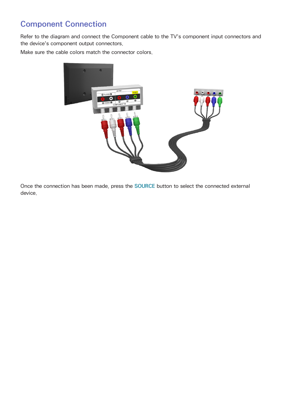 Component connection | Samsung UN65H8000AFXZA User Manual | Page 16 / 230