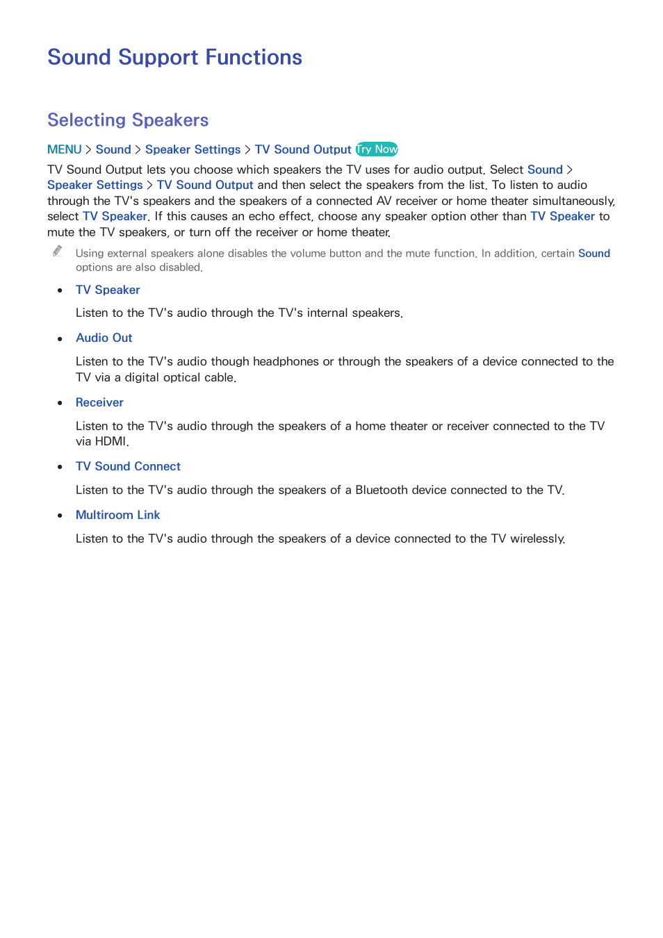 Sound support functions, 163 selecting speakers, Selecting speakers | Samsung UN65H8000AFXZA User Manual | Page 169 / 230