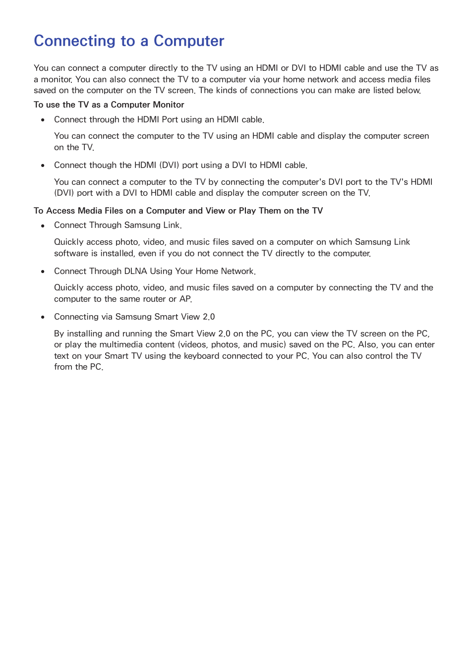 Connecting to a computer | Samsung UN65H8000AFXZA User Manual | Page 21 / 230