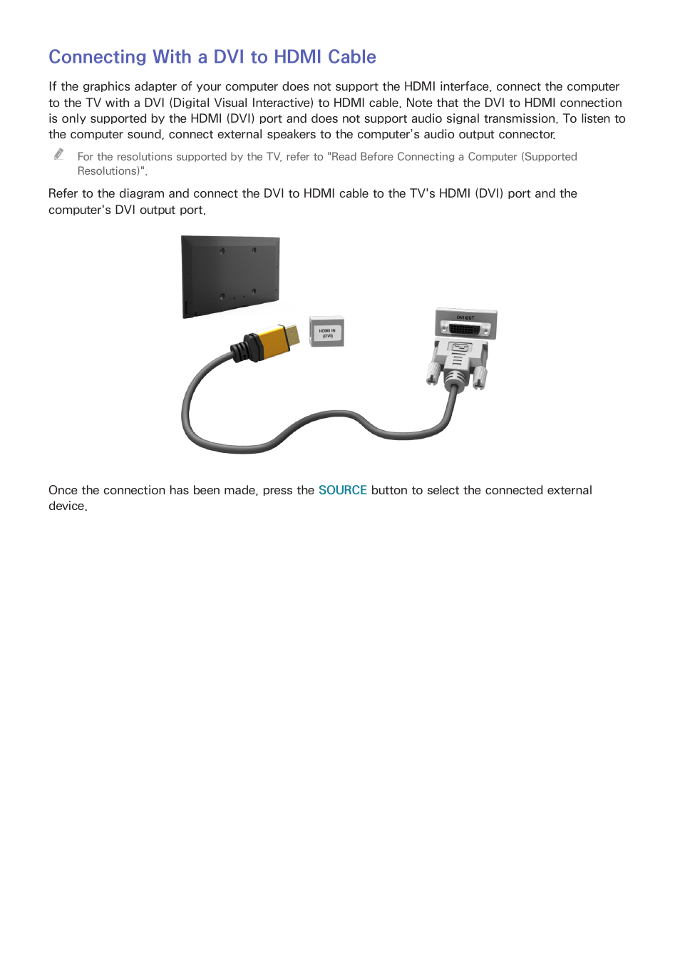 Connecting with a dvi to hdmi cable | Samsung UN65H8000AFXZA User Manual | Page 23 / 230