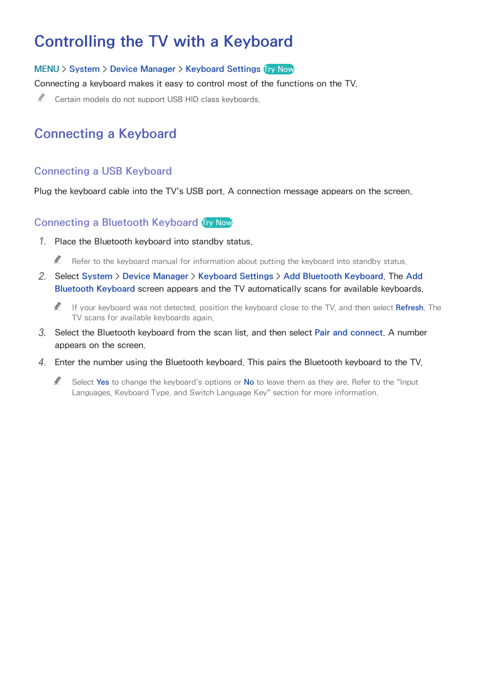 Controlling the tv with a keyboard, 39 connecting a keyboard, Connecting a keyboard | Samsung UN65H8000AFXZA User Manual | Page 45 / 230